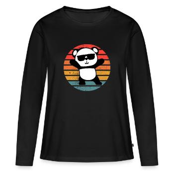 Panda Retro Cool Party Dance Retro Vintage Cadeau - T-shirt manches longues Premium bio Femme - noir - Devant - Julia (174cm)