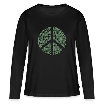Sign of Peace – Love, Hope, Kindness - Women's Premium Organic Long Sleeve Shirt - black - Front - Julia (174cm)