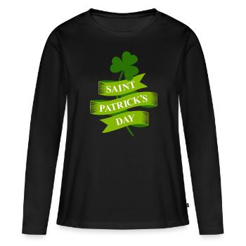 Saint Patrick's Day Irland Feiertag Geschenk - Frauen Premium Bio Langarmshirt - Schwarz - Vorne - Julia (174cm)