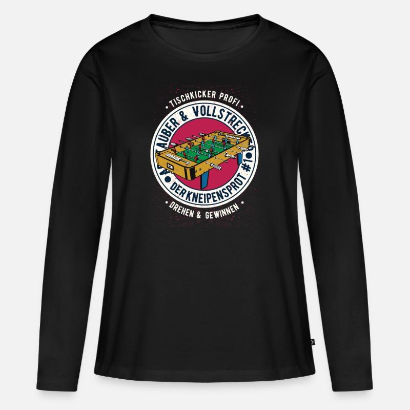 kicker Tischkicker Ball Tischfussball - Frauen Premium Bio Langarmshirt - Schwarz