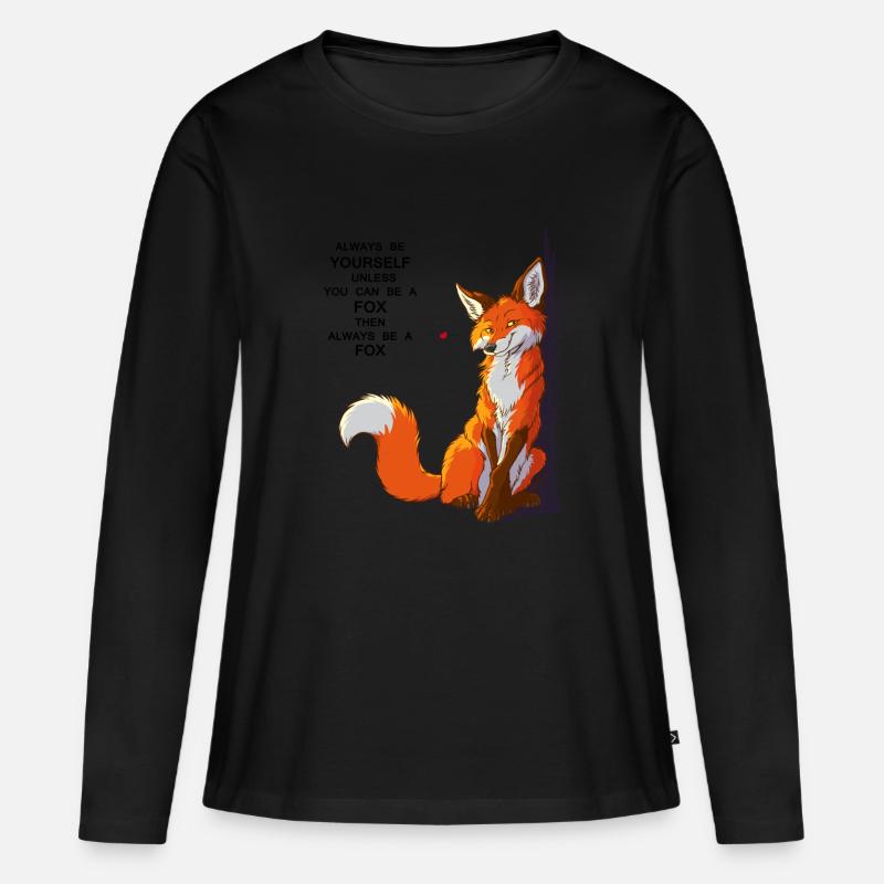 Sei du selbst, sei Fuchs - Frauen Premium Bio Langarmshirt - Schwarz