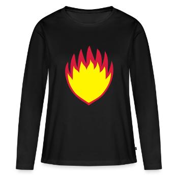 Crest Bouclier de feu fire Symbole - T-shirt manches longues Premium bio Femme - noir - Devant - Julia (174cm)