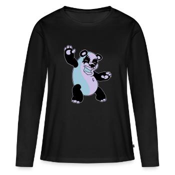 Panda Kiss - T-shirt manches longues Premium bio Femme - noir - Devant - Julia (174cm)