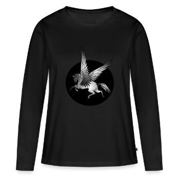Pégase - T-shirt manches longues Premium bio Femme - noir - Devant - Julia (174cm)