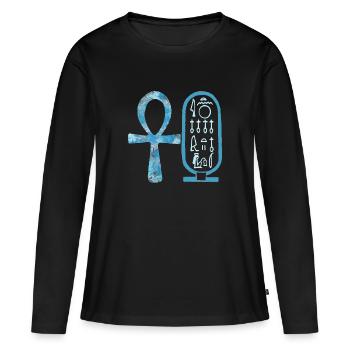 anch et cartouche nefertiti e 78 - T-shirt manches longues Premium bio Femme - noir - Devant - Julia (174cm)