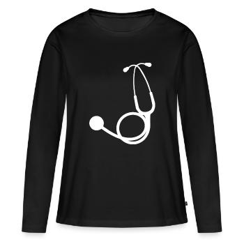 Le stéthoscope | Stethoscope white - T-shirt manches longues Premium bio Femme - noir - Devant - Julia (174cm)