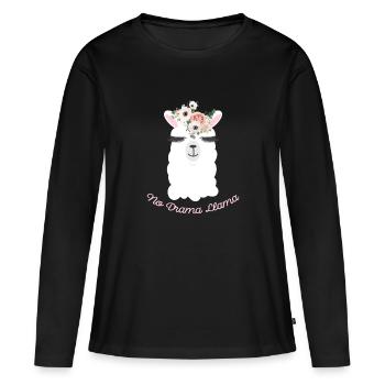 Aucun drame lama - T-shirt manches longues Premium bio Femme - noir - Devant - Julia (174cm)
