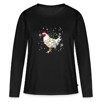 Huhn Weihnachten - Frauen Premium Bio Langarmshirt - Schwarz - Vorne - Julia (174cm)