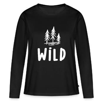 Sauvage Forêt - T-shirt manches longues Premium bio Femme - noir - Devant - Julia (174cm)