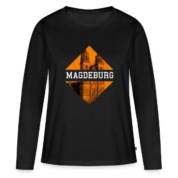 Magdebourg - T-shirt manches longues Premium bio Femme - noir - Devant - Julia (174cm)