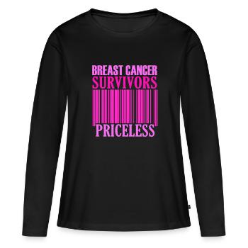 Sensibilisation inestimable au cancer du sein - T-shirt manches longues Premium bio Femme - noir - Devant - Julia (174cm)