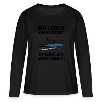 Ich liebe mein Boot Motorboot - Frauen Premium Bio Langarmshirt - Schwarz - Vorne - Julia (174cm)