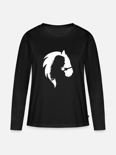 Pferd Liebe Frau Mädchen Reiterin Reiten - Frauen Premium Bio Langarmshirt - Schwarz