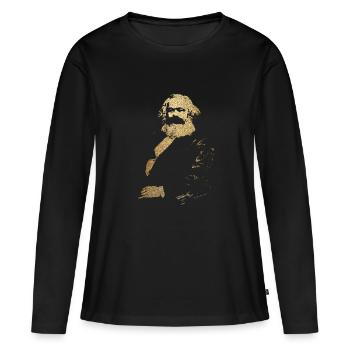 Karl Marx - T-shirt manches longues Premium bio Femme - noir - Devant - Julia (174cm)