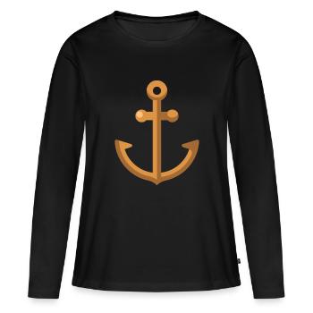 Anker - Frauen Premium Bio Langarmshirt - Schwarz - Vorne - Julia (174cm)
