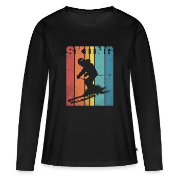 Ski palette couleurs rétro - T-shirt manches longues Premium bio Femme - noir - Devant - Julia (174cm)