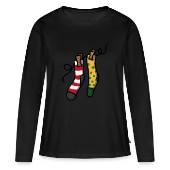 Chaussettes colorées Chaussettes de Noël Père Noël - T-shirt manches longues Premium bio Femme - noir - Devant - Julia (174cm)