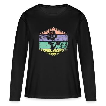Rose - T-shirt manches longues Premium bio Femme - noir - Devant - Julia (174cm)