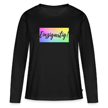 Einzigartig - Frauen Premium Bio Langarmshirt - Schwarz - Vorne - Julia (174cm)