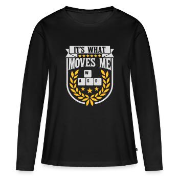 c’est ce qui m’émeut - T-shirt manches longues Premium bio Femme - noir - Devant - Julia (174cm)