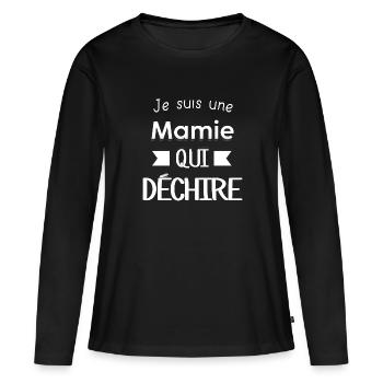 Je suis une mamie qui déchire - T-shirt manches longues Premium bio Femme - noir - Devant - Julia (174cm)
