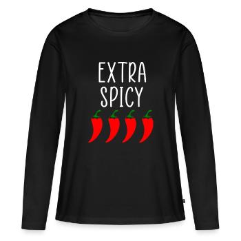Extra épicé - T-shirt manches longues Premium bio Femme - noir - Devant - Julia (174cm)