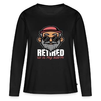 Retraité, mon alarme l’est aussi - T-shirt manches longues Premium bio Femme - noir - Devant - Julia (174cm)