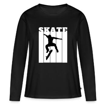 Skateboard Skate Skateboard Skater Skater Fan de skate - T-shirt manches longues Premium bio Femme - noir - Devant - Julia (174cm)