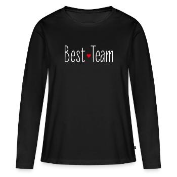 Saint-Valentin Meilleure équipe Coeur Couple Amour - T-shirt manches longues Premium bio Femme - noir - Devant - Julia (174cm)