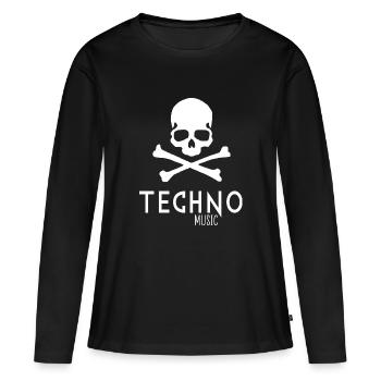 Musique techno - T-shirt manches longues Premium bio Femme - noir - Devant - Julia (174cm)