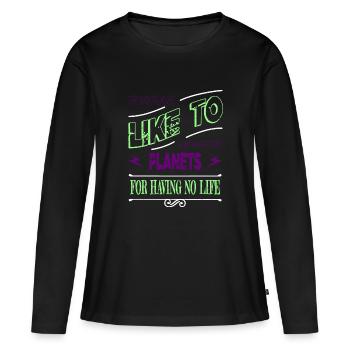 telescope funny sayings spaceship geek - Frauen Premium Bio Langarmshirt - Schwarz - Vorne - Julia (174cm)