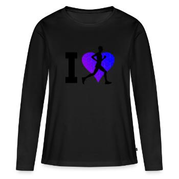 Course Hommes Femmes Jogging Jogging Course à pied - T-shirt manches longues Premium bio Femme - noir - Devant - Julia (174cm)