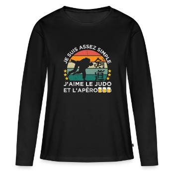 J' aime le judo et l' apéro humour judoka vintage - T-shirt manches longues Premium bio Femme - noir - Devant - Julia (174cm)