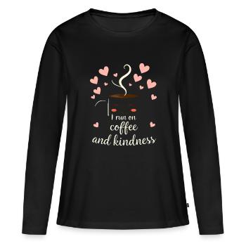 Je cours sur le café et la gentillesse Esthétique confortable mignon - T-shirt manches longues Premium bio Femme - noir - Devant - Julia (174cm)