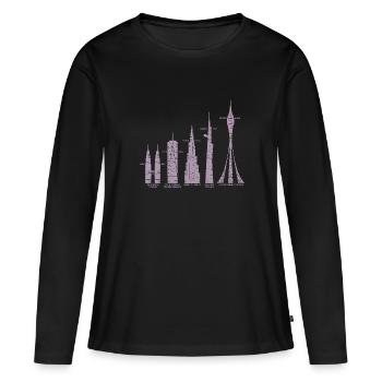 Tallest Skyscrapers Clouds Buildings Mega Towers - Women's Premium Organic Long Sleeve Shirt - black - Front - Julia (174cm)