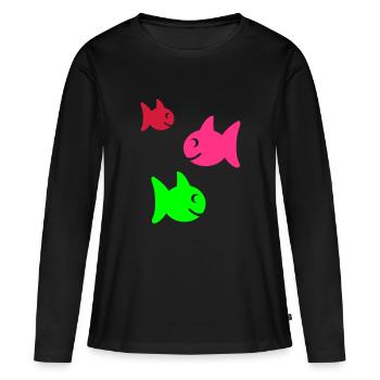 poisson - T-shirt manches longues Premium bio Femme - noir - Devant - Julia (174cm)