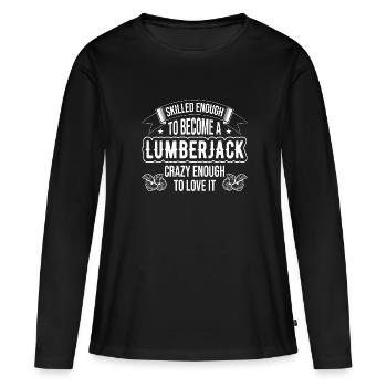 Bûcheron Bûcheron Tronçonneuse - T-shirt manches longues Premium bio Femme - noir - Devant - Julia (174cm)