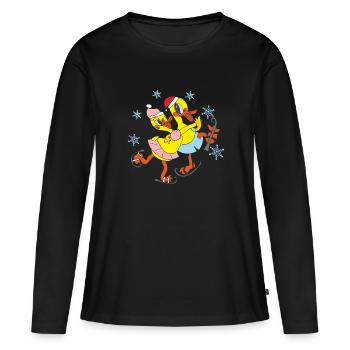 Caneton patineur - T-shirt manches longues Premium bio Femme - noir - Devant - Julia (174cm)
