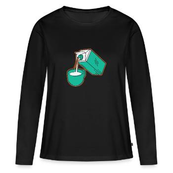 Lait lait café café sac de lait - T-shirt manches longues Premium bio Femme - noir - Devant - Julia (174cm)