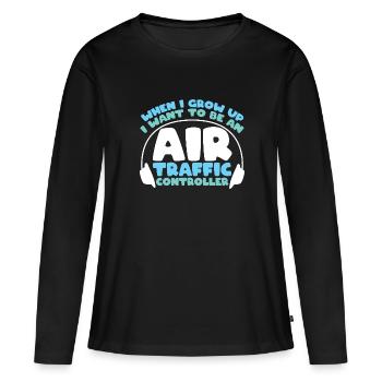 Fluglotse Flughafen Tower - Frauen Premium Bio Langarmshirt - Schwarz - Vorne - Julia (174cm)