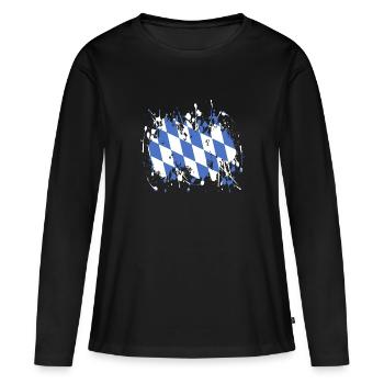 Diamants bavarois bleu-blanc - T-shirt manches longues Premium bio Femme - noir - Devant - Julia (174cm)