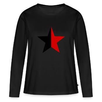 Schwarz-Roter Stern - Frauen Premium Bio Langarmshirt - Schwarz - Vorne - Julia (174cm)