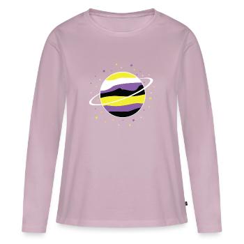 Nonbinary Planet Nonbinary Pride - Frauen Premium Bio Langarmshirt - Altrosa - Vorne - Julia (174cm)