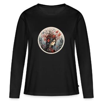 Mère Nature Terre Mère Nature Déesse Féminité 2 - T-shirt manches longues Premium bio Femme - noir - Devant - Julia (174cm)