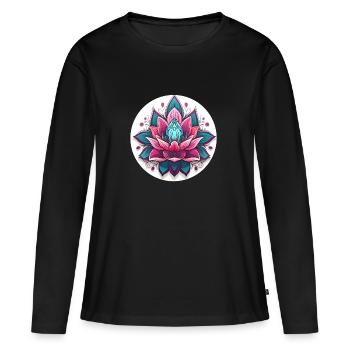 Lotus - T-shirt manches longues Premium bio Femme - noir - Devant - Julia (174cm)