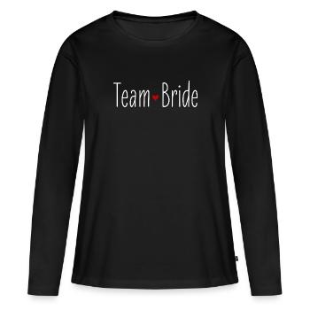 Équipe Mariée Mariée Coeur Rouge Mariage Fête De Mariage - T-shirt manches longues Premium bio Femme - noir - Devant - Julia (174cm)
