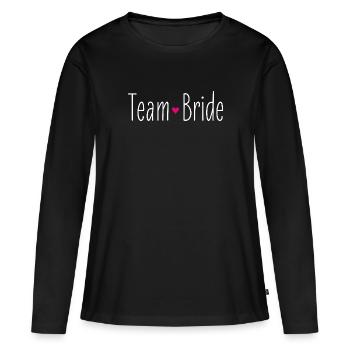 Équipe Mariée Mariée Coeur Rouge Mariage Fête De Mariage - T-shirt manches longues Premium bio Femme - noir - Devant - Julia (174cm)