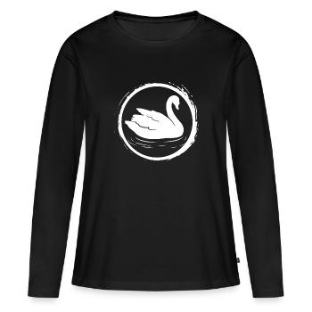 Cygne / Swan - Zoo - Amie des animaux - Green Planet - T-shirt manches longues Premium bio Femme - noir - Devant - Julia (174cm)
