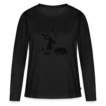 Der Druide, cooles Fantasy Rollenspiel Design - Frauen Premium Bio Langarmshirt - Schwarz - Vorne - Julia (174cm)