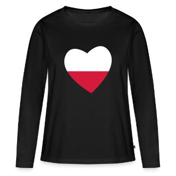 Coeur Pologne - T-shirt manches longues Premium bio Femme - noir - Devant - Julia (174cm)